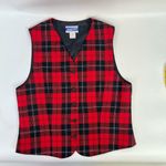 Pendleton  Red Plaid Wool Vest Size 8 Waistcoat Made USA Vintage Button Up Top Photo 7