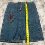 Loft Vintage  Embroidered floral Denim Jean Skirt 100% Cotton Low rise Size 8 Photo 4