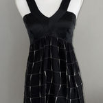 EXPRESS  Black And White Windowpane Empire Waist Dress Size Small Satin V-neck Photo 0
