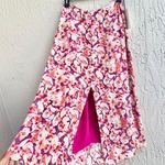 Ba&sh NWT Dalenda Floral High Waisted Midi Flared Skirt Fushia Women's 36 / S Photo 8