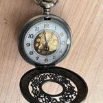 Steampunk Pocket Watch Beautiful Brass Color Case Scroll Motif Back White Dial Photo 0