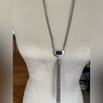 White House | Black Market Silver Black Tassel Long Necklace Photo 1