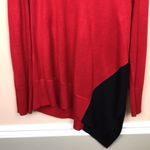Calvin Klein Women’s Cowl Neck Asymmetric Handkerchief Hem Red Black Sweater Photo 2