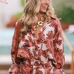 Omika Womens Elisabetta Button Down Shirt Cemile Fig Sz S Boho Artsy Beach Photo 0