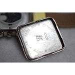 Vintage Avon Yellow Numbers Hands & Leather Band Silver Tone New Battery Watch Photo 3