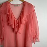 Victoria's Secret  Vintage Gold Label Pink Ruffle Sheer Tunic Dress Nightgown Photo 2