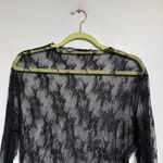 Black Lace Sheer Long Sleeve Boatneck Top Sz L NWT Size L Photo 2