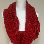 Handmade Elegant Red Knit Infinity Scarf Photo 0