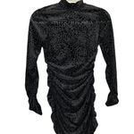 Likely  Leopard Burnout Wylie Dress Size 2 Black Ruched Long Sleeve Mock Neck Photo 1