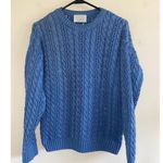 Vintage Country Sophisticates Blue Cable Open Knit Pullover Sweater USA Small Photo 0
