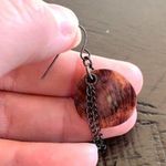 Dangle Earrings Purple Iridescent Shell and Chain Photo 6