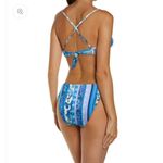 Lucky Brand  Bikini Set High Rise Blue Floral Geometric Medium New Beachy Vacay Photo 1