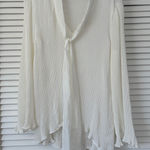 Melissa Paige  Pleated Tie Neck Blouse Shirt Ivory Long Sleeve Size L Fairy Photo 0