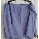 INC International Concepts Sweet Meadow Striped Embroidered Casual Top Sz 1X Blu Photo 3