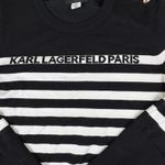 Karl Lagerfeld Paris Striped Knit Sweater Embellished Shoulders Sz M Black White Size M Photo 1
