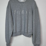 Good American Women’s XS Gray Cotton Capricorn Rhinestone Zodiac Sweatshirt Photo 0