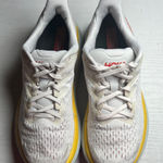Hoka  White and Red Running Shoes with Yellow Sole Photo 0