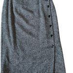 Talbots Vintage Womens Wool Blend Midi Skirt Size 12 Black White Preppy Office Photo 0