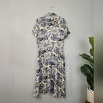 Altuzarra Kiera Short Sleeve Midi Silk Shirtdress Blue Size L Photo 7