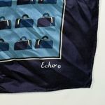 Vintage Echo silk suitcases scarf made in Japan 22x22” Blue Photo 2