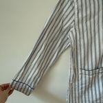 LAKE Pajama Top Striped Cotton Button Front Long Sleeve Sleep Shirt Sz S White Photo 4