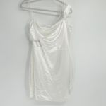Lulus Womens Celebration Of Love White Satin One Shoulder Bodycon Mini Dress XL Photo 3