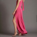 Halston Heritage $395 HALSTON Asymmetric Draped Gown Azalea Pink Halter Neck Tie Back Size 8 Prom Photo 3