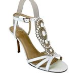 Kate Spade Sandals Womens 8.5 White Embellished Open Toe Ankle Strap Heels Photo 0