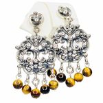 Sterling Silver Tiger Eye 925 A THAILAND Dangle  Photo 0