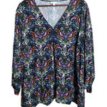 J.Jill  Floral Pleated Tunic Blouse Top Lenzing Ecovero Womans 3X Photo 0