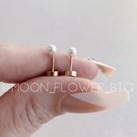 Tiny Rose Gold Pearl Flat Back Earrings Pink Photo 5