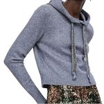 ZARA  Gray Hodded Sweatshirt With Beaded Strings Photo 1