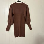 AVANTLOOK Bubble Sleeve Slim Knit Brown Sweater Winter Dress Size Large New Photo 7