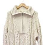 Free People  Driftwood Cable Knit Polo in Ivory Size Medium M Fisherman Oversized Photo 10