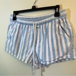 Aerie ✨ Women’s Blue White Striped Elastic Waistband Shorts Small Photo 1