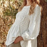 We The Free Snowbell Babydoll Top sweater cream XS/S oversized bohemian tunic Photo 0