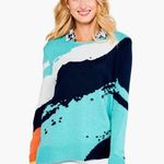 Nic+Zoe NWT  Sky Scene Sweater Aqua Multi Photo 1