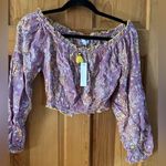 Poupette St. Barth  mini top rachel off shoulder purple size medium NWT Photo 3