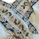 Evelyn S. French Boutique Maxi Dress Beaded Embroidered Boho Cotton Size Medium White Photo 4