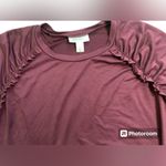 Motherhood Maternity  Plum Ruched Ruffle Shoulder Sweatshirt Photo 3