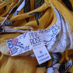 Pink Rose Yellow with White Flower‎ Sleeveless Dress Size Small Photo 7