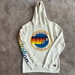 Aviator Nation  Vintage White Cream Malibu Logo Drawstring Hoodie Medium Photo 1