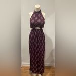 Lua Nova Jumpsuit Size Medium Burgundy Women’s Open Back Sheer Halter Top Purple Photo 2