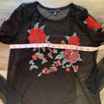 American Eagle Floral Embroidered Black Mesh Top M Photo 6