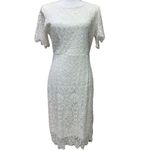 MSLG Elegant Round Neck Short Sleeves Floral Lace Party Dress Sz M Wedding Look White Size M Photo 4
