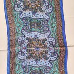 India Arts Silk Scarf Shawl Wrap Boho Blue Multicolor Paisley Print Photo 10