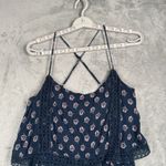 Abercrombie & Fitch Abercrombie &‎ Fitch Navy Floral Romper Womens M Boho Festival Lace Trim Photo 4