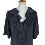 Fifteen Twenty  Black 100% Silk Ruffle Blouse Top XS Photo 1