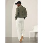 Athleta New  XL Midday Cropped Poplin Button Up Shirt Moss Green X-Large Photo 1