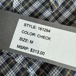 Greyson NEW 313 Sz M White Olive Navy Plaid Cotton Blend Trend Top Size M Photo 6